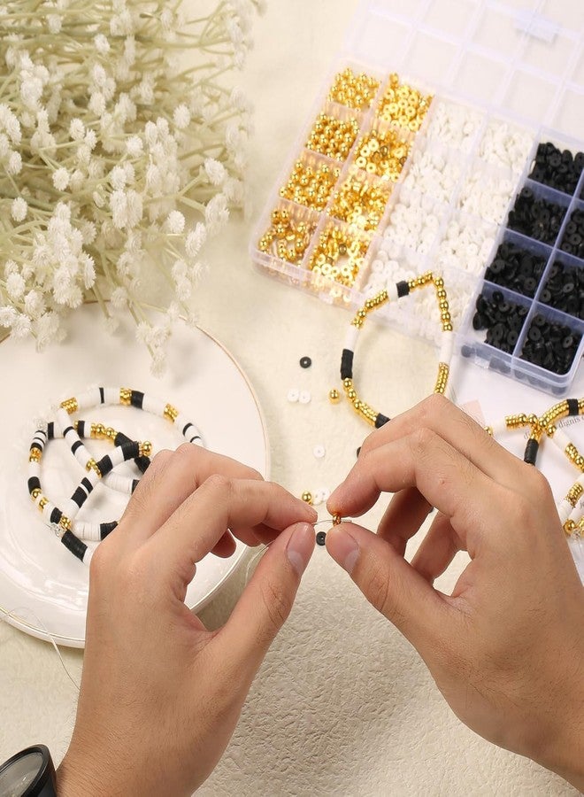 Nuvex Clay Beads Bracelets for Women, Bracelet Making kit Preppy Golden Beads for Jewelry Making, Charms Bracelet Kit, DIY Arts and Crafts Birthday Gifts [Classic Black & White] - Image 4
